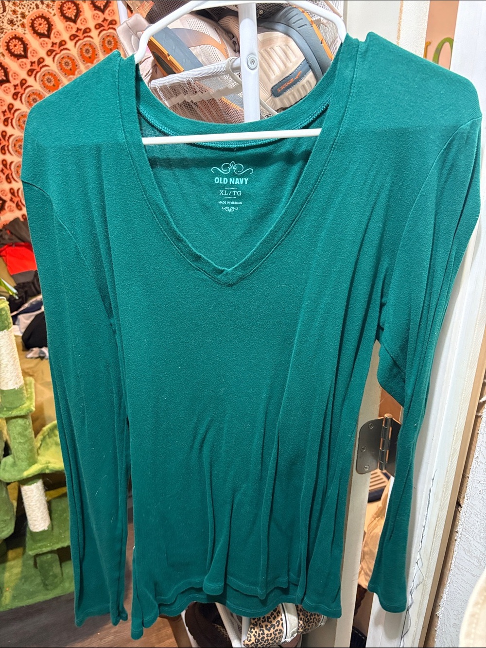 Old Navy Teal V-Neck Long Sleeve Women's Top